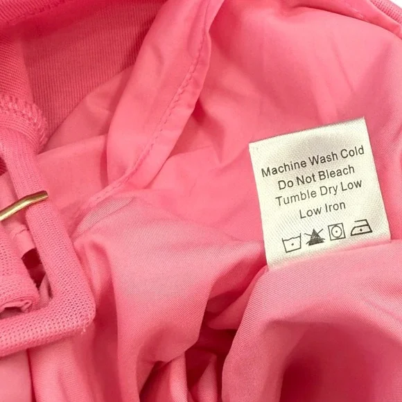 Tuckernuck Atlantic Pacific Pink Square Neck Elle Belted Midi Dress Size M - Picture 11 of 11